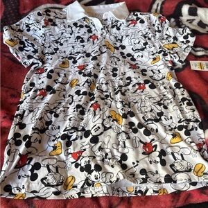 Disney Black and White Mickey Mouse Polo